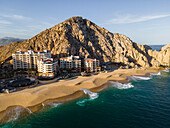 Aerial view of hotels on the beach, Cabo San Lucas, Baja California, Mexico.