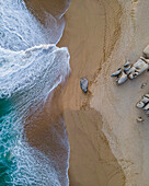 Aerial view of Playa del Divorcio, Cabo San Lucas, Baja California, Mexico.