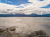 Aerial view of river creating an abstract pattern, Kachemak bay, Alaska.
