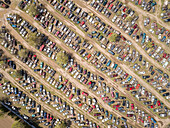 Aerial view of a junkyard in Idaho, USA.