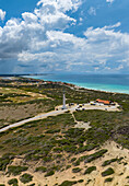 Aerial view of beautiful coastal bay, Noord, Aruba.