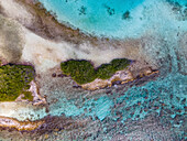 Aerial view of small island off the coast of Aruba.