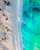 Aerial view of Arashi Beach in Aruba.