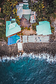 Aerial view of a luxury resort on the cliffs along the coast, Cabo San Lucas, Baja California, Mexico.
