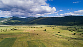 Aerial view of landscape of Lika region in Croatia. Photo made near the city of Korenica.