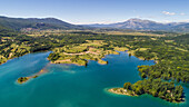 Aerial view of Peruca lake and surrounding landscape near the city of Sinj in Dalmatia, Croatia.