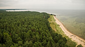 Panoramic aerial view of the coast of island Vormsi in Estonia