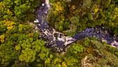 Aerial view of river Foyers, popular landmark near Foyers in Scotland.