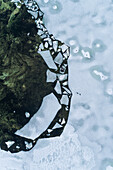 Abstract aerial view of the frozen sea in Muraste, Estonia.