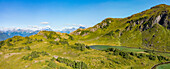 Panoramic aerial view of the mountains of Baranof Island, Tongass National Forest, Sitka, Alaska, United States.
