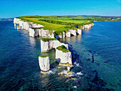 Luftaufnahme der Klippen von Studland Old Harry, Dorset, England, Vereinigtes Königreich.