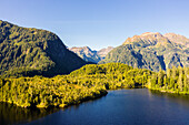 Aerial view of Beaver Lake, Tongass National Forest, Baranof Island, Sitka, Alaska