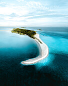 Aerial view of paradise island in Maldives, Alif Alif Atoll.