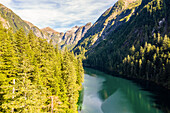 Aerial view of Medvejie Lake, Tongass National Forest, Baranof Island, Sitka, Alaska