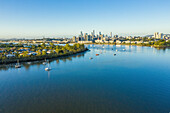 Aerial view of Kingsford Smith Drive, the approach road into Brisbane City from Brisbane Airport, Queensland, Australia