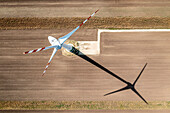 Aerial view of wind turbine in Monchhof, Austria,.