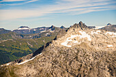 Aerial view of the rugged mountain scenery on Baranof Island, Southeast Alaska.