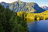 Aerial view of Beaver Lake, Tongass National Forest, Baranof Island, Sitka, Alaska