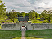 Aerial view of Fort De Chartres Gate, Prairie du Rocher, Illinois, United States.