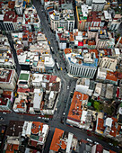 Aerial view of Istanbul commercial district with shops and houses, European Side, Fatih district, Turkey.