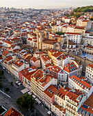 Aerial view of Alfama district, the old town in Lisbon city centre, Portugal.
