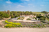 Aerial view of a monument shaped like arrow, Black arrow, Mefalsim, Israel.
