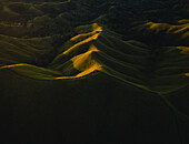 Aerial view of mountains at sunset at The Alicia Panoramic Park, Alicia, Bohol, Philippines