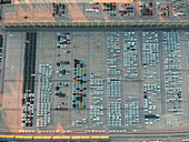 Aerial view of a parking lot in Koper, Slovenia