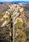Aerial view of old european hilltop town, Civita di Bagnoregio, Lazio, Italy.