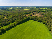 Luftaufnahme des Naturschutzgebietes Vasser Heide mit Wald und Heidefeld, Haarle, Twente, Overijssel, Niederlande