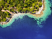 Aerial view of bay on Lastovo island in Croatia.
