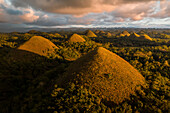 Aerial view of one of the most beautiful wonders of the Philippines the Chocolate Hills in Carmen, Bohol, Philippines