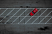 A top down aerial view of a Ferarri 308 GTI on a parking lot, Netherlands..