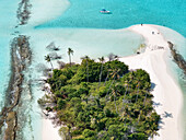 Aerial view of turquoise beach on Innafinolhu Island, Haa Alif, Maldives.