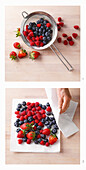 Beeren verlesen, waschen und gut auf Küchenpapier abtropfen lassen