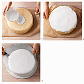 Cover the cake with icing
