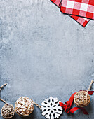 Christmas decorations on a grey background