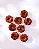 Donut eclairs with caramel filling