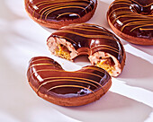 Donut eclairs with caramel filling