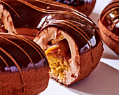 Donut eclairs with caramel filling