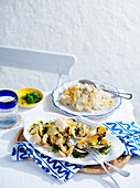 Greek clams with dill oil and lemon rice