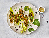 Chicory boats with Asian minced meat filling