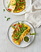 Italian cream cheese wrap with pesto and rocket