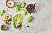 Summer rolls with vegetable filling and peanut dip