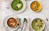 Four different keto soups through the seasons