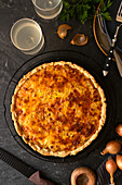 Onion tart with bacon and cheese