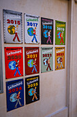 Le Routard recommendation plaques outside a tourist accommodation in Lecce, Puglia, Italy