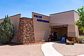 The exterior of the Paleo Aquarium at the Moab Giants Dinosaur Park and Museum near Moab, Utah.