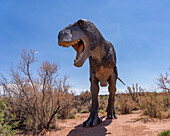 Life-size replica of the dinosaur Tyrranosaurus rex the Moab Giants dinosaur park in Moab, Utah.