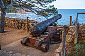 XVII century cannons at the 12th-century castle, Tossa de Mar, Girona, Spain